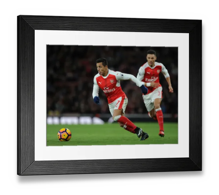 Framed Print : Arsenal's Alexis Sanchez in Action Against West Bromwich Albion, Premier League 2016-17
