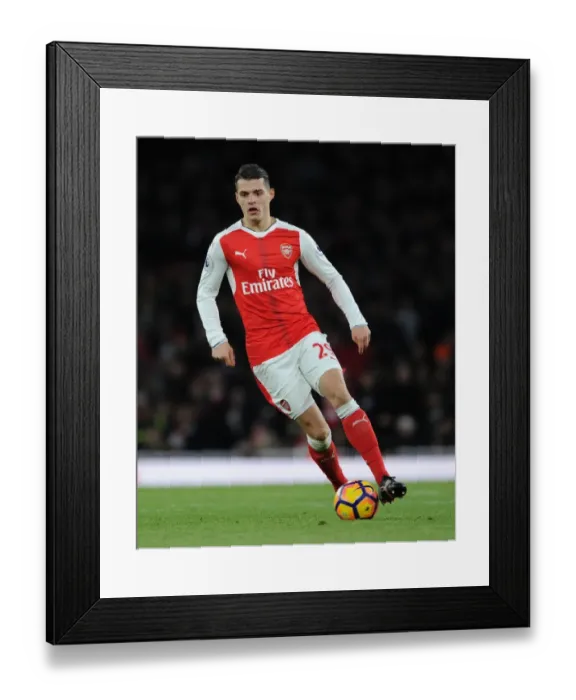 Framed Print : Granit Xhaka in Action: Arsenal vs West Bromwich Albion, Premier League 2016-17