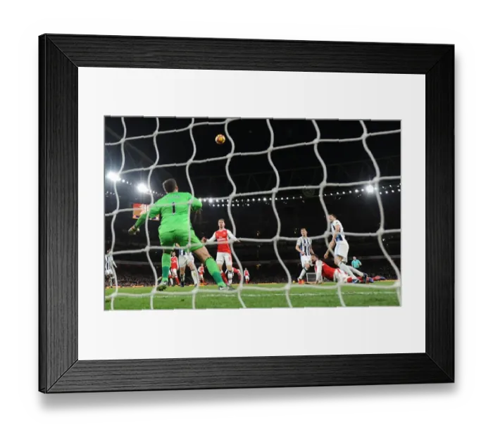 Framed Print : Olivier Giroud Scores the Winner: Arsenal vs. West Bromwich Albion, Premier League, 2016-17
