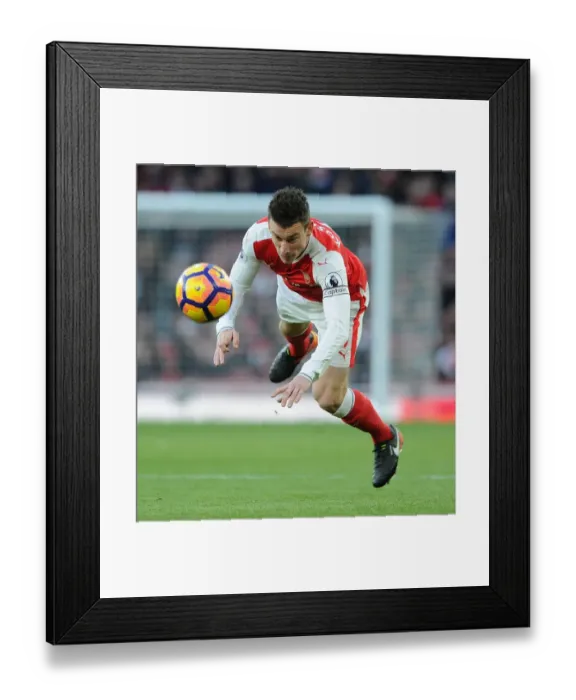 Framed Print : Arsenal's Laurent Koscielny in Action against West Bromwich Albion (2016-17)