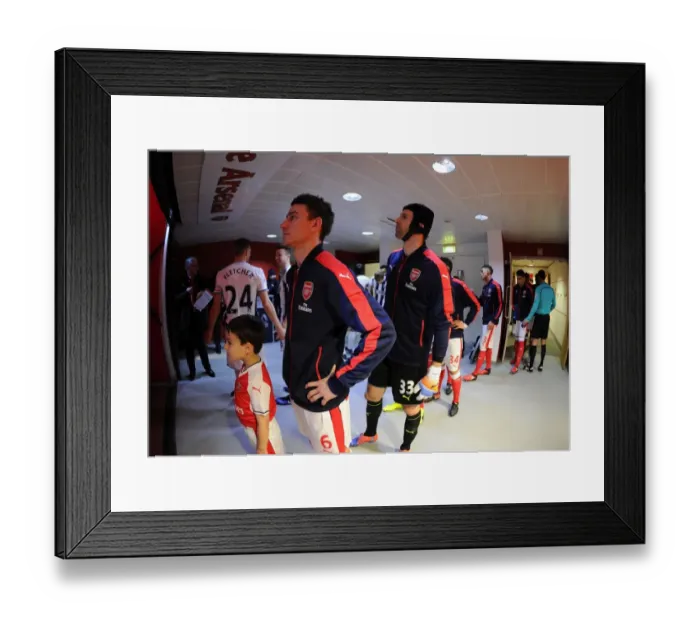 Framed Print : Arsenal's Koscielny and Cech Prepare for West Bromwich Albion Clash (2016-17)
