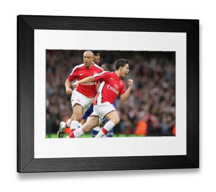 Framed Print : Samir Nasri celebrates scoring the 1st goal Framed Print : Samir Nasri celebrates scoring the 1st goal