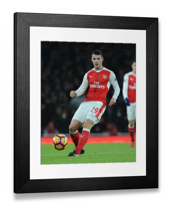 Framed Print : Granit Xhaka in Action: Arsenal vs. Crystal Palace, Premier League 2016-17