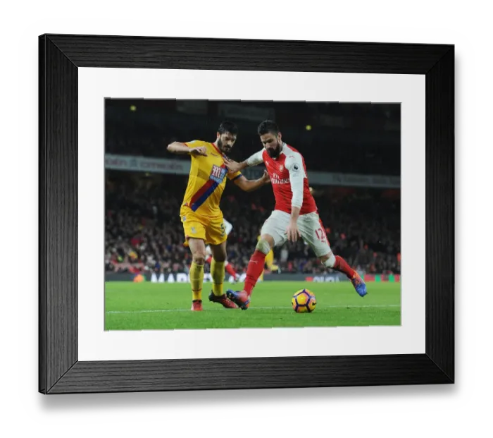 Framed Print : Arsenal vs Crystal Palace: Olivier Giroud Faces Off Against James Tomkins in Premier League Clash