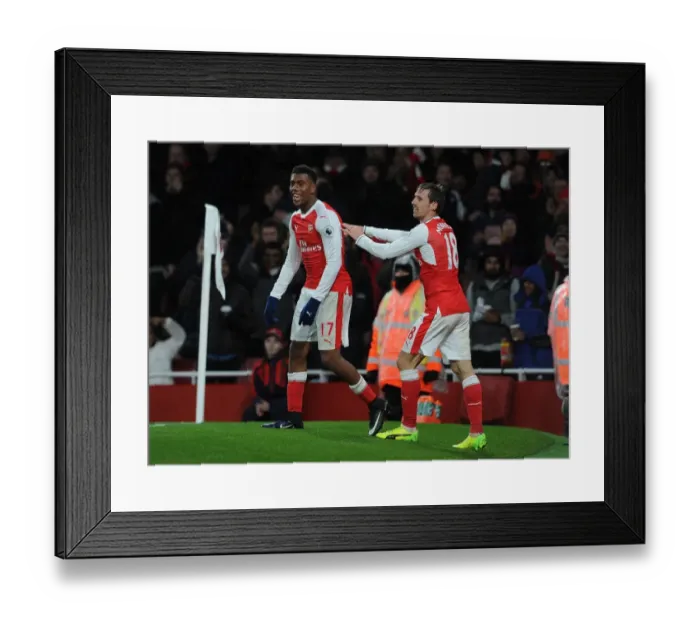Framed Print : Arsenal: Iwobi and Monreal's Unforgettable Goal Celebration vs Crystal Palace (2016-17) Framed Print : Arsenal: Iwobi and Monreal's Unforgettable Goal Celebration vs Crystal Palace (2016-17)