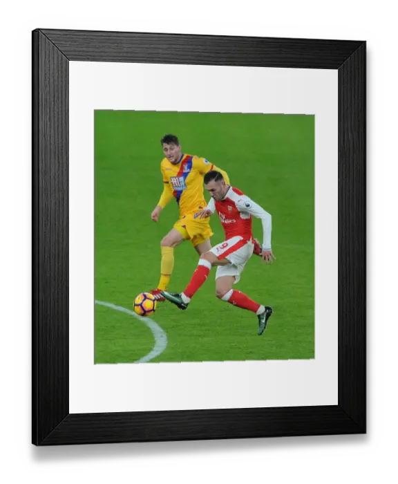 Framed Print : Lucas Perez (Arsenal) Joel Ward (Palace). Arsenal 2: 0 Crystal Palace. Premier League