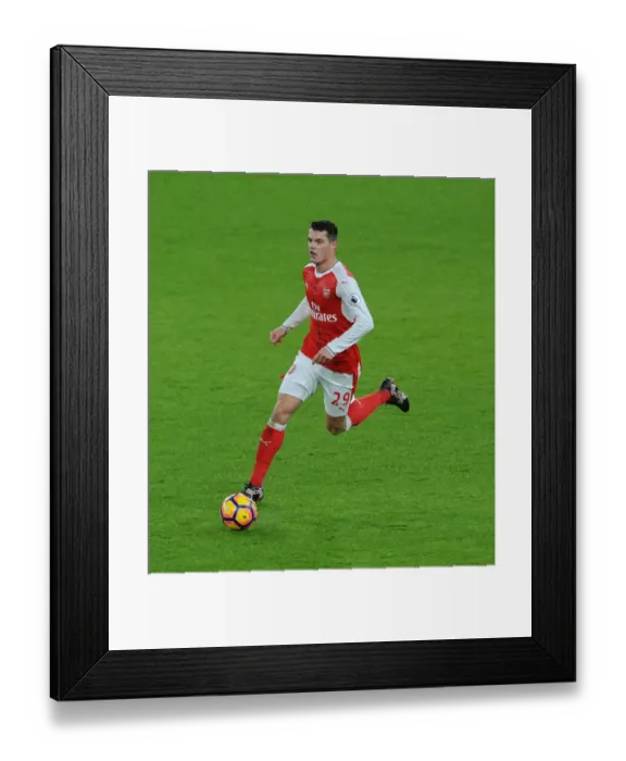 Framed Print : Granit Xhaka: In Action for Arsenal Against Crystal Palace, Premier League 2016-17
