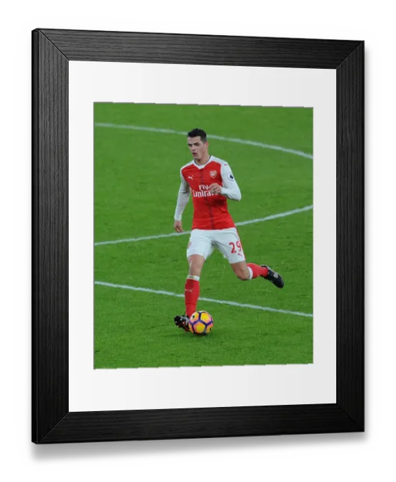 Framed Print : Granit Xhaka: Arsenal Midfielder in Action against Crystal Palace, Premier League 2016-17