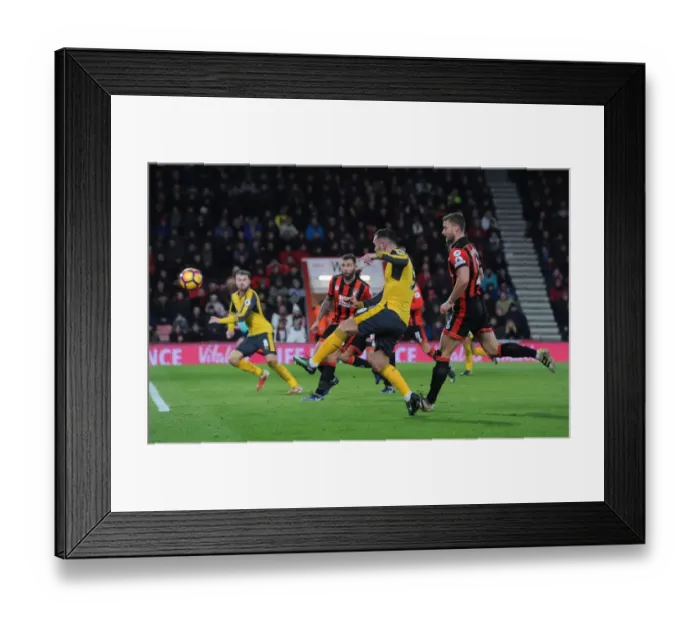 Framed Print : Lucas Perez Scores Arsenal's Second Goal Against AFC Bournemouth (2016-17)