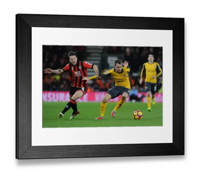 Framed Print : Aaron Ramsey vs. Harry Arter: Clash of Midfield Titans - AFC Bournemouth vs. Arsenal, Premier League 2016-17