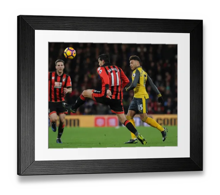 Framed Print : Clash at Vitality: Oxlade-Chamberlain vs. Daniels - AFC Bournemouth vs. Arsenal, Premier League 2016-17