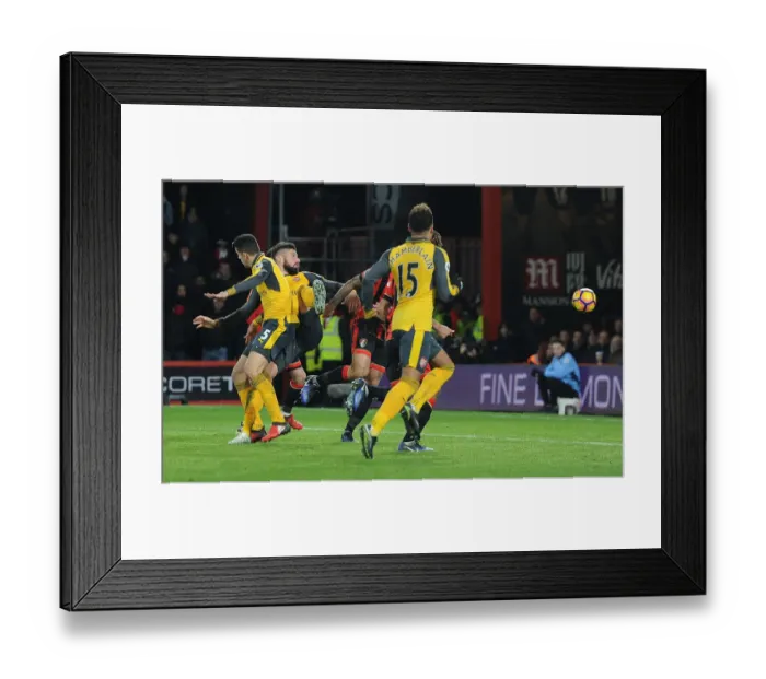 Framed Print : Olivier Giroud Scores Arsenal's Third Goal: AFC Bournemouth vs Arsenal, Premier League 2016-17
