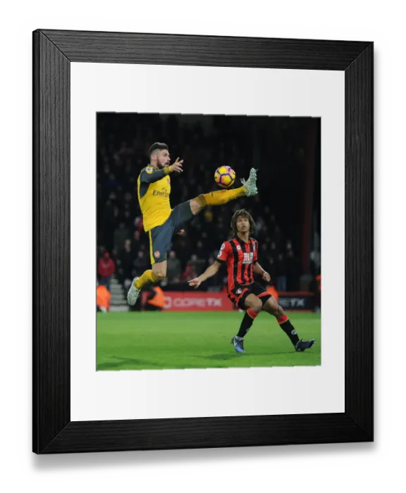 Framed Print : Intense Battle: Olivier Giroud vs. Nathan Ake in the Premier League Clash between Arsenal and Bournemouth (2016-17) Framed Print : Intense Battle: Olivier Giroud vs. Nathan Ake in the Premier League Clash between Arsenal and Bournemouth (2016-17)