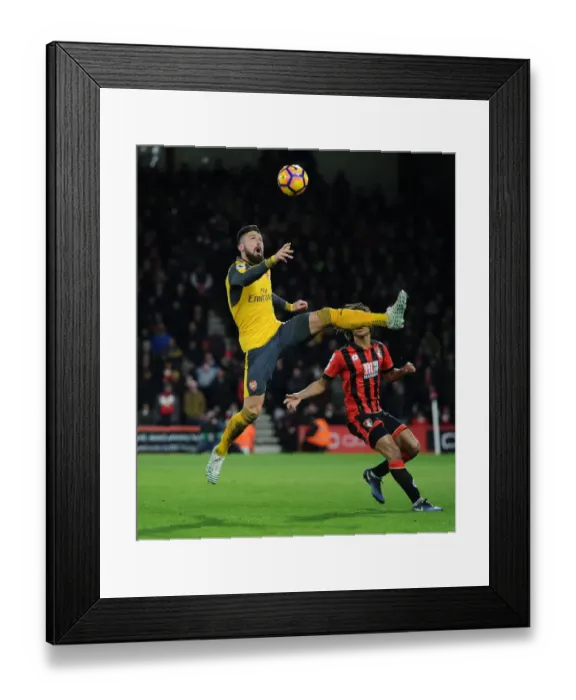Framed Print : Intense Face-Off: Olivier Giroud vs. Nathan Ake - Premier League Showdown between Arsenal and Bournemouth Framed Print : Intense Face-Off: Olivier Giroud vs. Nathan Ake - Premier League Showdown between Arsenal and Bournemouth