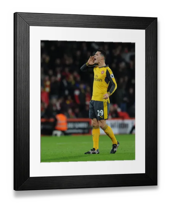 Framed Print : Granit Xhaka: Arsenal's Midfield Maestro Shines in Premier League Clash vs. AFC Bournemouth (2016-17)