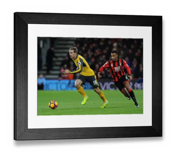Framed Print : Monreal vs. Stanislas: AFC Bournemouth vs. Arsenal Clash (January 2017)