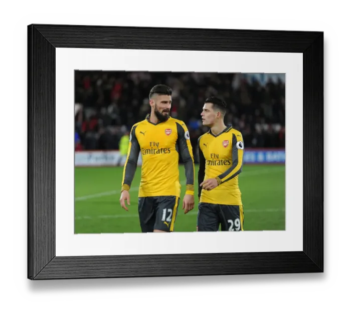 Framed Print : Arsenal's Olivier Giroud and Granit Xhaka Celebrate Victory Over AFC Bournemouth in Premier League Clash (January 2017) Framed Print : Arsenal's Olivier Giroud and Granit Xhaka Celebrate Victory Over AFC Bournemouth in Premier League Clash (January 2017)