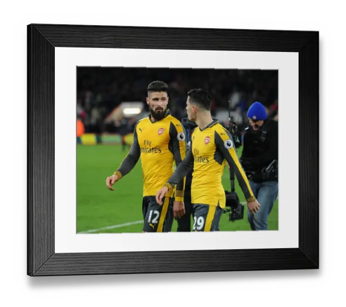 Framed Print : Arsenal's Giroud and Xhaka Celebrate Premier League Victory over AFC Bournemouth (January 2017)