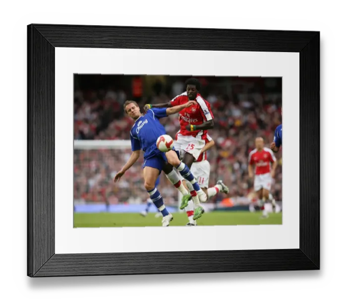 Framed Print : Emmanuel Adebayor (Arsenal) Phil Jagielka (Everton) Framed Print : Emmanuel Adebayor (Arsenal) Phil Jagielka (Everton)