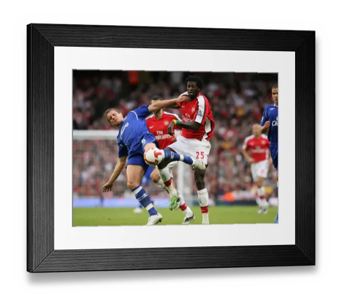 Framed Print : Arsenal's Adebayor Scores Twice Against Jagielka's Everton in 3:1 Barclays Premier League Victory at Emirates Stadium, London (October 18, 2008) Framed Print : Arsenal's Adebayor Scores Twice Against Jagielka's Everton in 3:1 Barclays Premier League Victory at Emirates Stadium, London (October 18, 2008)