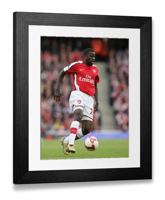 Framed Print : Arsenal's Emmanuel Eboue Celebrates Goal Against Everton in 3:1 Premier League Victory, Emirates Stadium, London, 18 / 10 / 2008