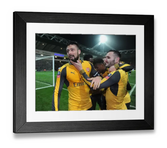 Framed Print : Arsenal's Olivier Giroud Scores Second Goal Against Preston North End in FA Cup Third Round