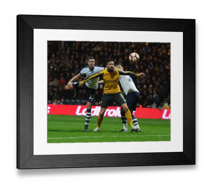 Framed Print : Giroud vs Preston's Defense: A FA Cup Battle at Deepdale Framed Print : Giroud vs Preston's Defense: A FA Cup Battle at Deepdale