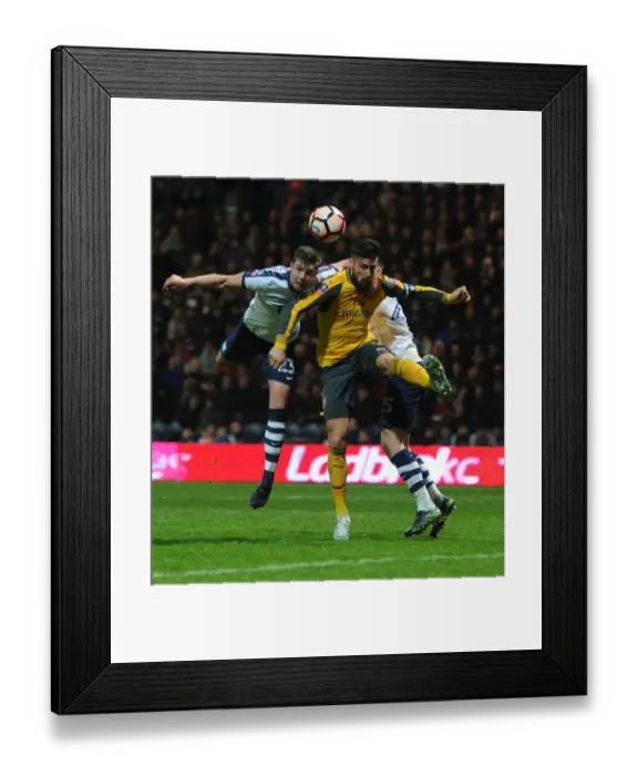 Framed Print : Preston North End vs Arsenal: FA Cup Clash - Olivier Giroud Faces Off Against Huntington and Hugill Framed Print : Preston North End vs Arsenal: FA Cup Clash - Olivier Giroud Faces Off Against Huntington and Hugill