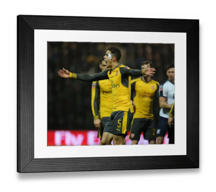 Framed Print : Gabriel in FA Cup Action: Arsenal vs. Preston North End (2017)