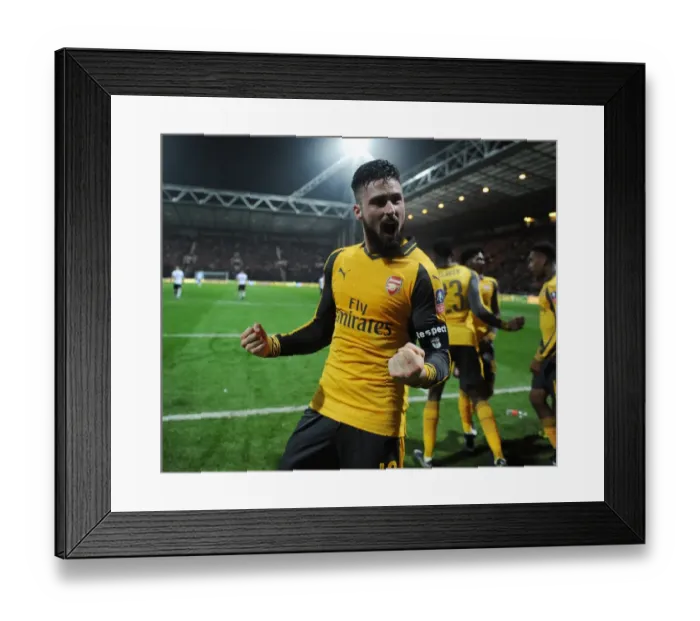 Framed Print : Arsenal's Olivier Giroud Scores Brace: FA Cup Victory over Preston North End (January 7, 2017)