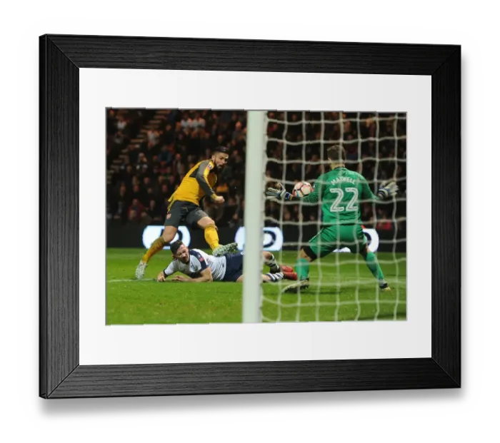 Framed Print : Olivier Giroud Scores Brace: Arsenal Triumphs over Preston North End in FA Cup Third Round Framed Print : Olivier Giroud Scores Brace: Arsenal Triumphs over Preston North End in FA Cup Third Round