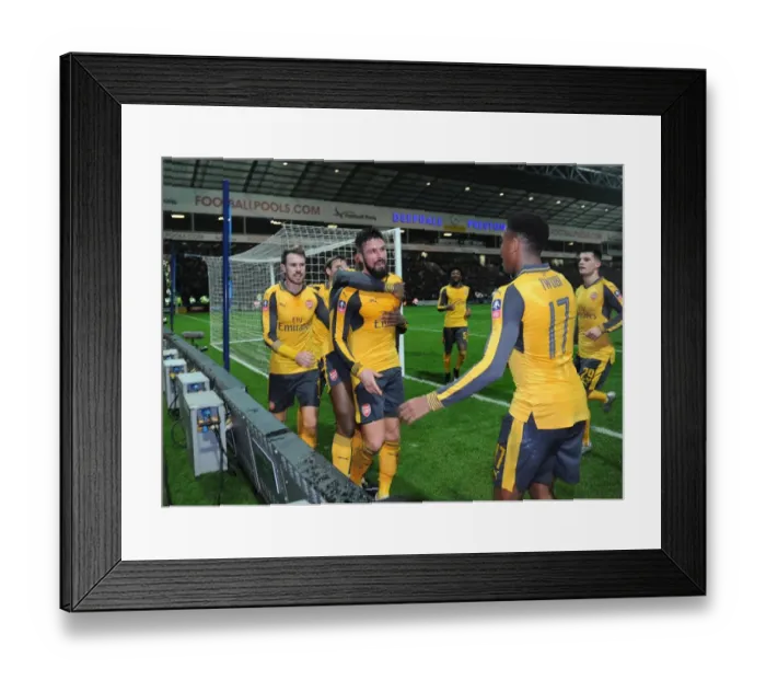 Framed Print : Olivier Giroud celebrates scoring Arsenals 2nd goal with Aaron Ramsey and Alex Iwobi Framed Print : Olivier Giroud celebrates scoring Arsenals 2nd goal with Aaron Ramsey and Alex Iwobi