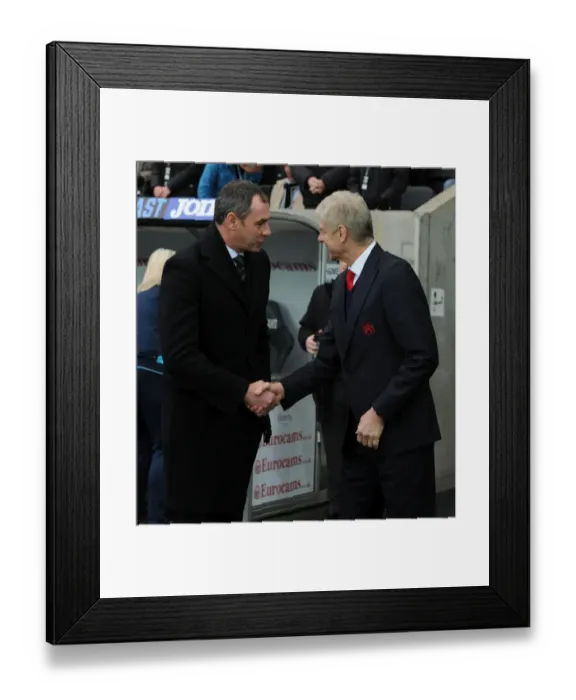 Framed Print : Arsene Wenger and Paul Clement Pre-Match Handshake: Swansea City vs. Arsenal, Premier League 2016-17