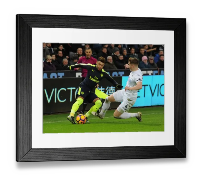 Framed Print : Alex Oxlade-Chamberlain (Arsenal) Alfie Mawson (Swansea). Swansea City 0: 4 Arsenal Framed Print : Alex Oxlade-Chamberlain (Arsenal) Alfie Mawson (Swansea). Swansea City 0: 4 Arsenal