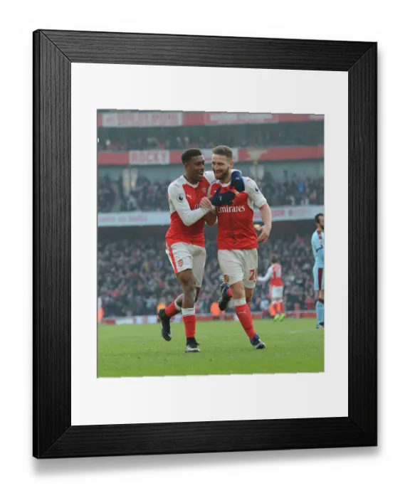 Framed Print : Arsenal: Mustafi and Iwobi's Unforgettable Goal Celebration (2016-17)