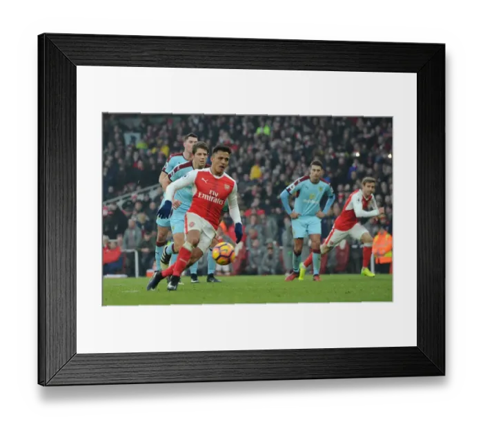 Framed Print : Alexis Sanchez Scores Penalty: Arsenal vs Burnley, Premier League 2016-17