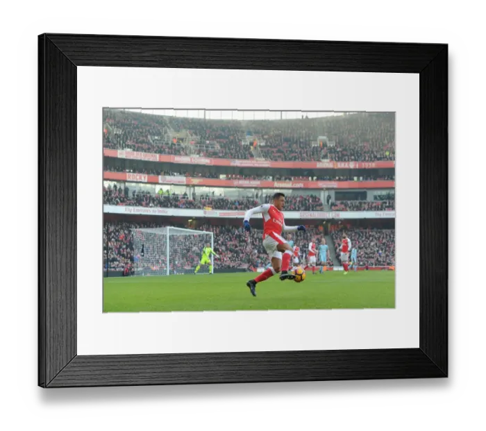 Framed Print : Arsenal's Alexis Sanchez in Action: Arsenal vs Burnley, Premier League 2016-17
