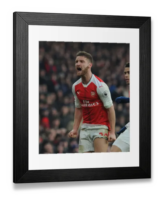Framed Print : Arsenal's Mustafi in Action: Premier League 2016-17 - Arsenal vs. Burnley