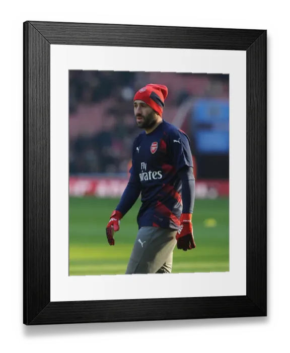 Framed Print : David Opsina (Arsenal) before the match. Arsenal 2: 1 Burnley