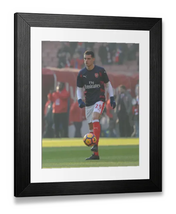 Framed Print : Granit Xhaka: Focused and Ready before Arsenal's 2-1 Victory over Burnley Framed Print : Granit Xhaka: Focused and Ready before Arsenal's 2-1 Victory over Burnley