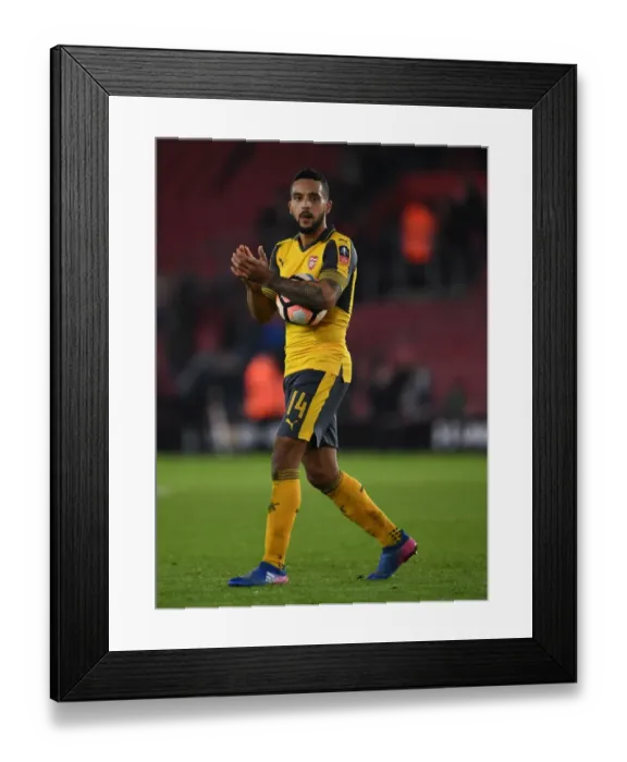 Framed Print : Theo Walcott with the FA Cup Matchball: Southampton vs. Arsenal, Emirates FA Cup Fourth Round