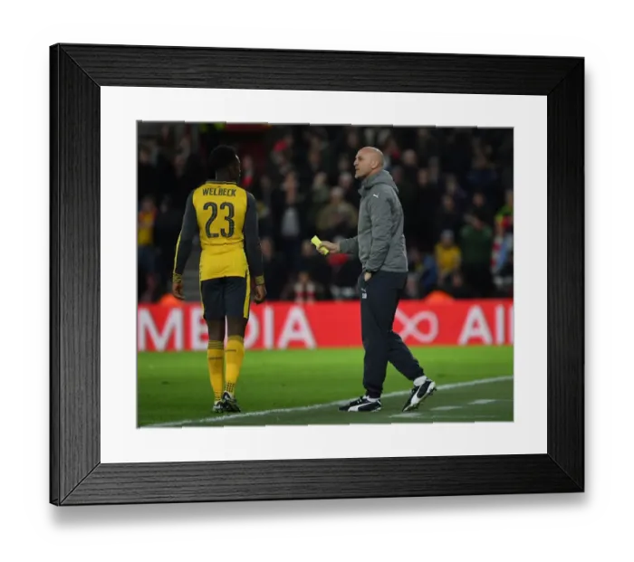 Framed Print : Arsenal's Assistant Manager Bould Motivates Danny Welbeck During Southampton FA Cup Clash Framed Print : Arsenal's Assistant Manager Bould Motivates Danny Welbeck During Southampton FA Cup Clash