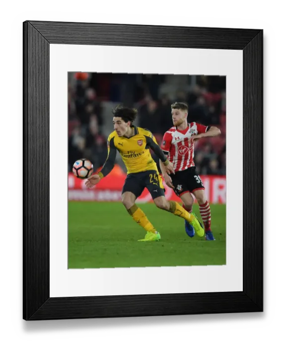 Framed Print : Arsenal's Hector Bellerin Outruns Southampton's John Sims in FA Cup Clash Framed Print : Arsenal's Hector Bellerin Outruns Southampton's John Sims in FA Cup Clash