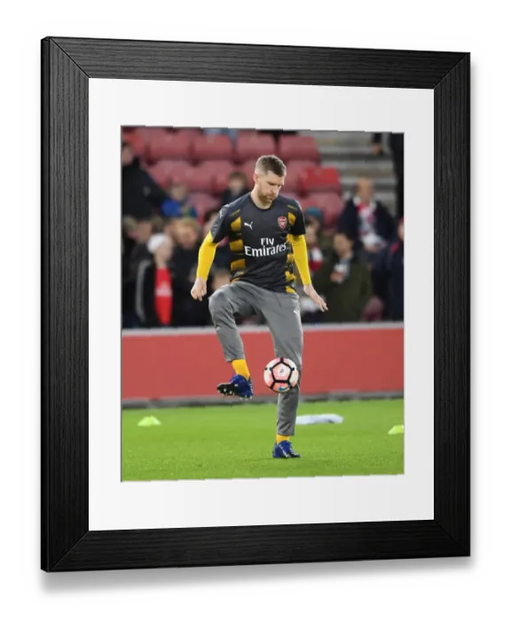 Framed Print : Per Mertesacker (Arsenal). Southampton 0: 5 Arsenal. FA Cup 4th Round. St. Marys Stadium