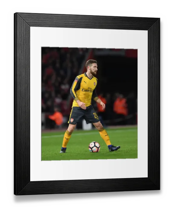 Framed Print : Shkodran Mustafi Focuses in FA Cup Clash: Southampton vs. Arsenal Framed Print : Shkodran Mustafi Focuses in FA Cup Clash: Southampton vs. Arsenal