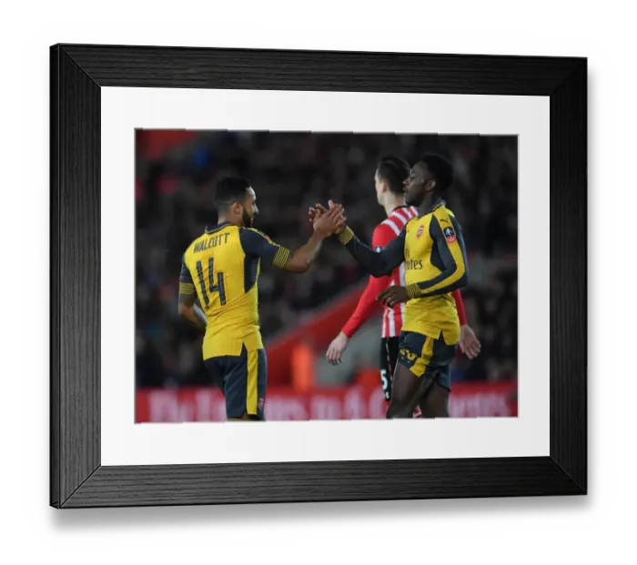Framed Print : Theo Walcott and Danny Welbeck Celebrate Goals: Southampton vs. Arsenal, FA Cup 2016-17