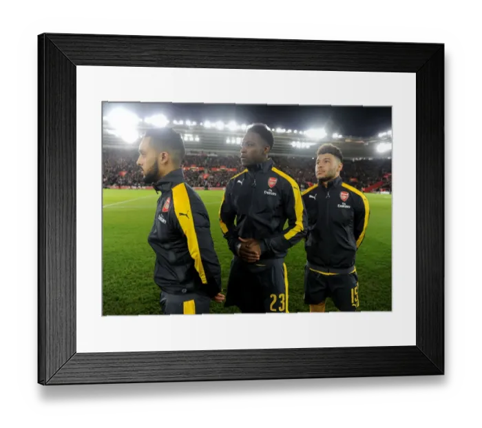 Framed Print : Arsenal Trio Prepare for FA Cup Clash against Southampton Framed Print : Arsenal Trio Prepare for FA Cup Clash against Southampton