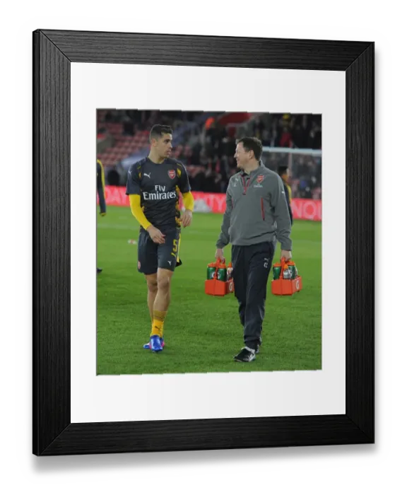 Framed Print : Arsenal's Gabriel Receives Treatment from Physio Before Southampton FA Cup Clash