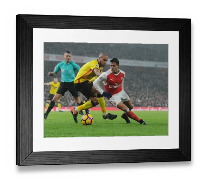 Framed Print : Clash of Stars: Alexis Sanchez vs. Younes Kaboul - Arsenal vs. Watford, Premier League Showdown