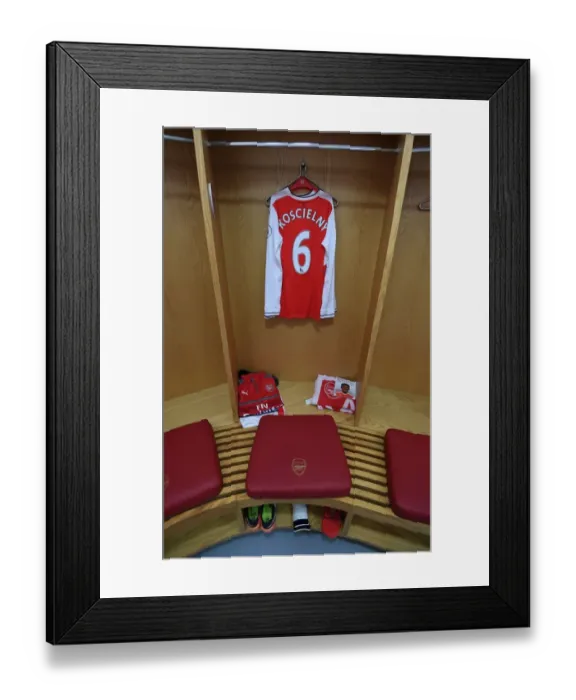 Framed Print : Arsenal's Laurent Koscielny in the Changing Room Before Arsenal v Watford (2016-17)